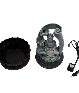 220V Boeddha Hars Tafel Fontein – Handgeschilderd Ornament met LED Licht