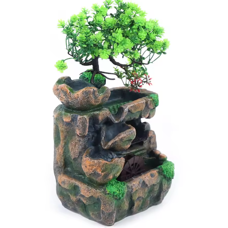 Rotstuin Desktopfontein – LED Binnenwaterval Ornament, Rustgevend Decor