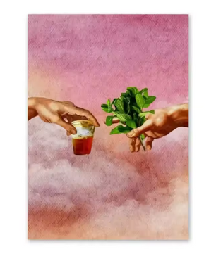 Retro Fashion Poster Prints – Marokkaanse Thee en Munt Canvas Kunst voor Woonkamer en Kantoor