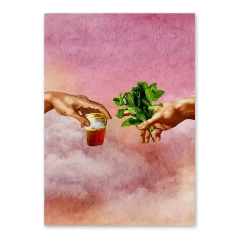 Retro Fashion Poster Prints – Marokkaanse Thee en Munt Canvas Kunst voor Woonkamer en Kantoor