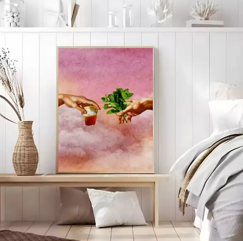 Retro Fashion Poster Prints – Marokkaanse Thee en Munt Canvas Kunst voor Woonkamer en Kantoor