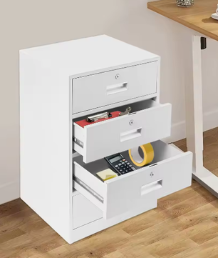 Archiefkast met 4 Laden – Metalen Opbergkast voor Kantoor en Thuis