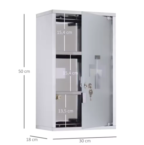 Roestvrijstalen Medicijnkastje met Slot – Veilig en Praktisch voor Badkamer