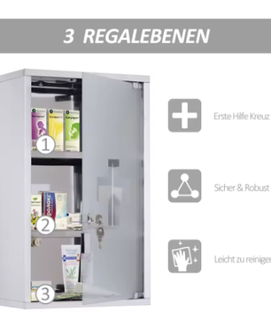 Roestvrijstalen Medicijnkastje met Slot – Veilig en Praktisch voor Badkamer