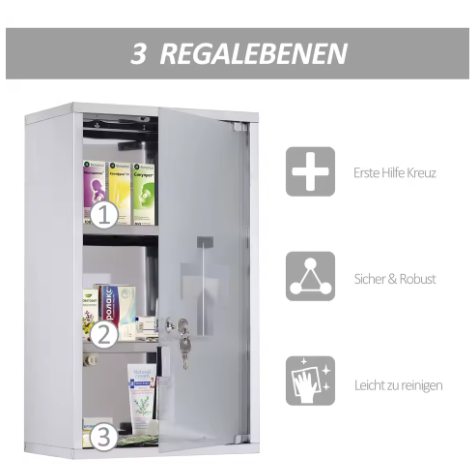 Roestvrijstalen Medicijnkastje met Slot – Veilig en Praktisch voor Badkamer