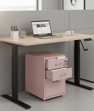 Roze Verticale Archiefkast met 3 Niveaus – Met Slot en Verplaatsbare Laden