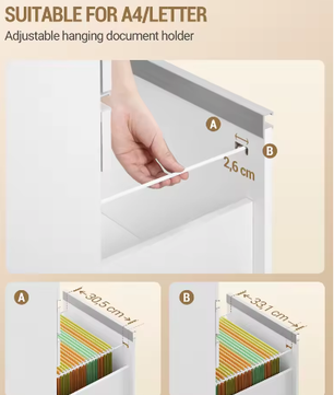 Mobiele Archiefkast met 3 Laden – Afsluitbaar, Extra Opbergruimte, Wit