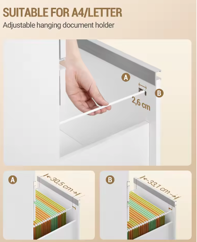 Mobiele Archiefkast met 3 Laden – Afsluitbaar, Extra Opbergruimte, Wit