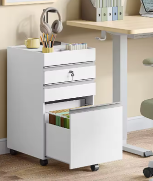 Mobiele Archiefkast met 3 Laden – Afsluitbaar, Extra Opbergruimte, Wit