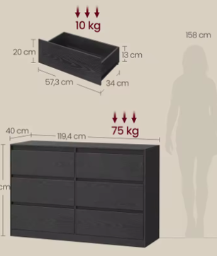 Moderne Ladekast met 6 Lades – Minimalistisch Opbergmeubel