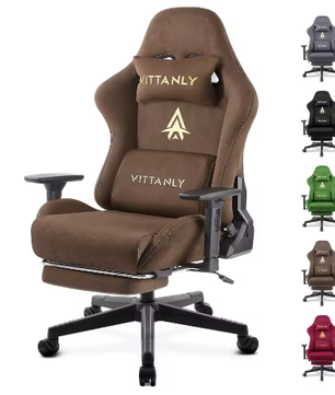 Ergonomische Gamingstoel van Suède met Hoge Rugleuning en Voetsteun