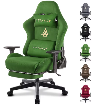 Ergonomische Gamingstoel van Suède met Hoge Rugleuning en Voetsteun