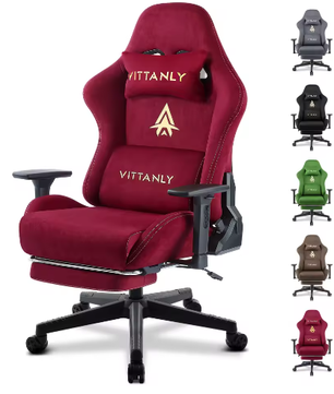 Ergonomische Gamingstoel van Suède met Hoge Rugleuning en Voetsteun