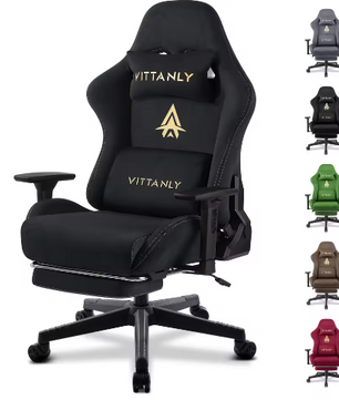 Ergonomische Gamingstoel van Suède met Hoge Rugleuning en Voetsteun