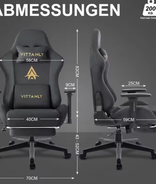 Ergonomische Gamingstoel van Suède met Hoge Rugleuning en Voetsteun