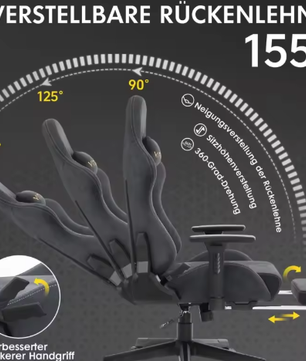 Ergonomische Gamingstoel van Suède met Hoge Rugleuning en Voetsteun