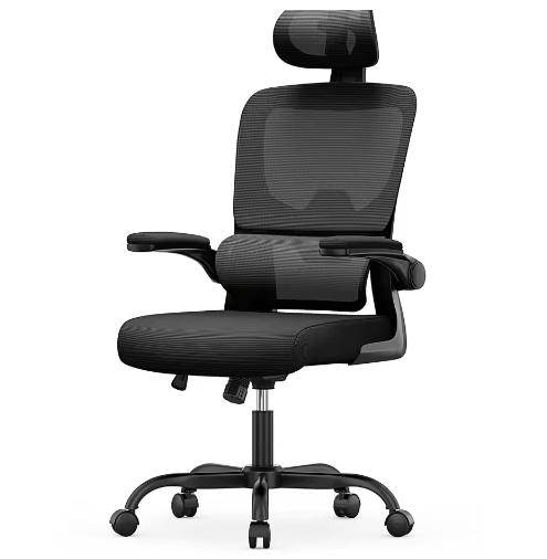 Ergonomische Bureaustoel met Opklapbare Armleuningen en Ademend Rugpaneel