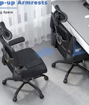 Ergonomische Bureaustoel met Opklapbare Armleuningen en Ademend Rugpaneel