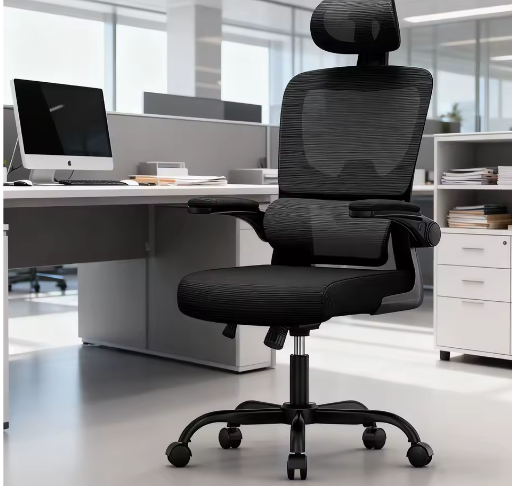 Ergonomische Bureaustoel met Opklapbare Armleuningen en Ademend Rugpaneel
