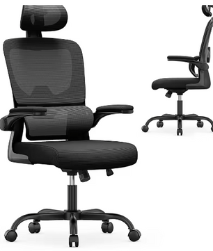Ergonomische Bureaustoel met Opklapbare Armleuningen en Ademend Rugpaneel
