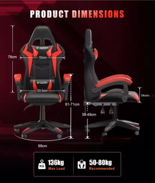 Gamingstoel met RGB LED-verlichting en Ergonomische Ondersteuning