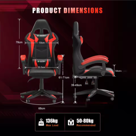 Gamingstoel met RGB LED-verlichting en Ergonomische Ondersteuning