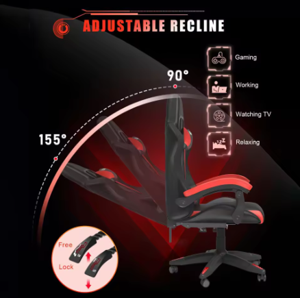 Gamingstoel met RGB LED-verlichting en Ergonomische Ondersteuning
