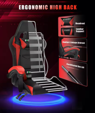 Gamingstoel met RGB LED-verlichting en Ergonomische Ondersteuning
