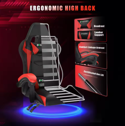 Gamingstoel met RGB LED-verlichting en Ergonomische Ondersteuning