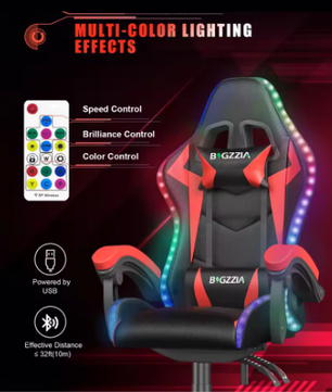 Gamingstoel met RGB LED-verlichting en Ergonomische Ondersteuning
