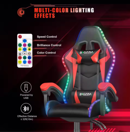 Gamingstoel met RGB LED-verlichting en Ergonomische Ondersteuning