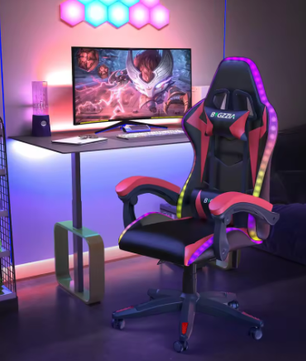 Gamingstoel met RGB LED-verlichting en Ergonomische Ondersteuning
