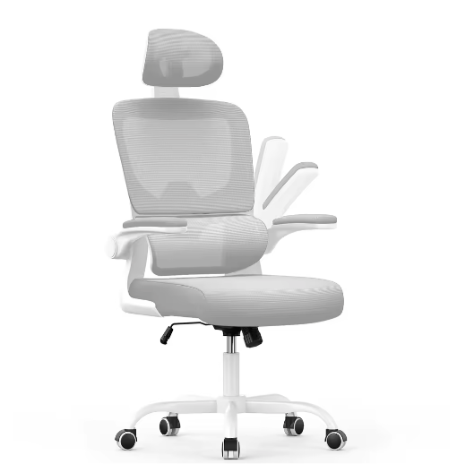 Ergonomische Bureaustoel met Opklapbare Armleuningen – Verstelbaar, Ademende Mesh Rugleuning, 360° Draaistoel