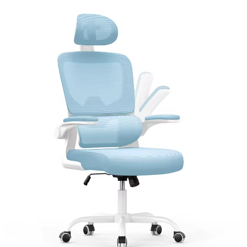 Ergonomische Bureaustoel met Opklapbare Armleuningen – Verstelbaar, Ademende Mesh Rugleuning, 360° Draaistoel