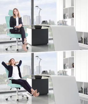 Ergonomische Bureaustoel met Opklapbare Armleuningen – Verstelbaar, Ademende Mesh Rugleuning, 360° Draaistoel