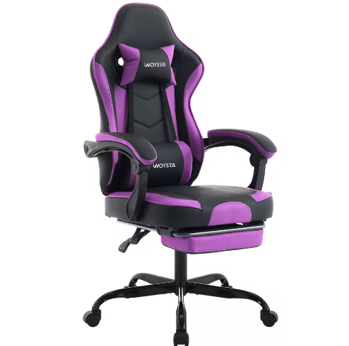 Ergonomische Gamingstoel met Voetsteun – Verstelbare Computerstoel met Lendenkussen en Hoofdsteun