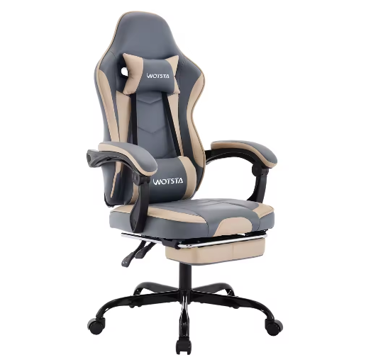 Ergonomische Gamingstoel met Voetsteun – Verstelbare Computerstoel met Lendenkussen en Hoofdsteun
