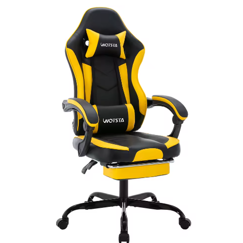 Ergonomische Gamingstoel met Voetsteun – Verstelbare Computerstoel met Lendenkussen en Hoofdsteun