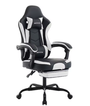 Ergonomische Gamingstoel met Voetsteun – Verstelbare Computerstoel met Lendenkussen en Hoofdsteun