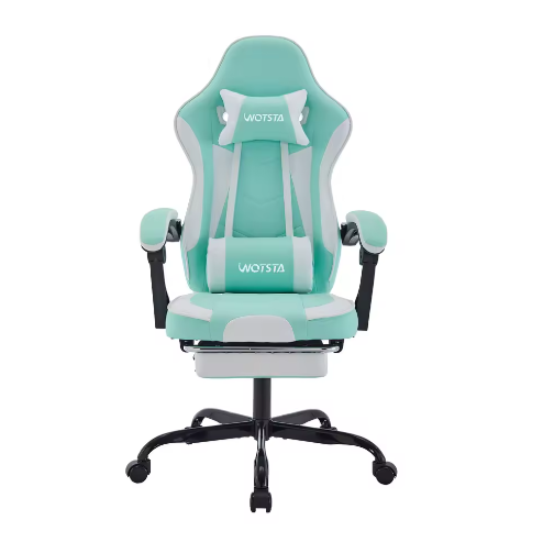 Ergonomische Gamingstoel met Voetsteun – Verstelbare Computerstoel met Lendenkussen en Hoofdsteun