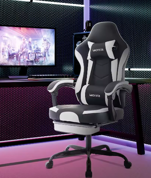 Ergonomische Gamingstoel met Voetsteun – Verstelbare Computerstoel met Lendenkussen en Hoofdsteun