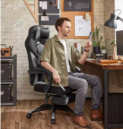 Hoogte Verstelbare Ergonomische Bureaustoel met Voetsteun – Gaming en Thuiskantoor