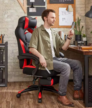 Hoogte Verstelbare Ergonomische Bureaustoel met Voetsteun – Gaming en Thuiskantoor