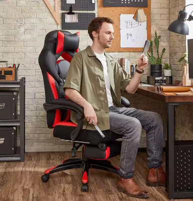 Hoogte Verstelbare Ergonomische Bureaustoel met Voetsteun – Gaming en Thuiskantoor
