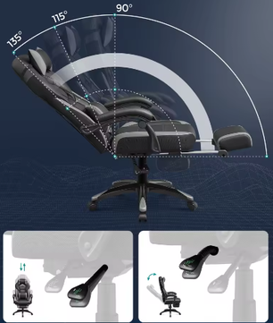 Hoogte Verstelbare Ergonomische Bureaustoel met Voetsteun – Gaming en Thuiskantoor