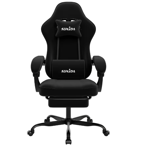 Ergonomische Gamingstoel met Voetsteun – Verstelbare Bureaustoel met Lendensteun en Racestoelontwerp