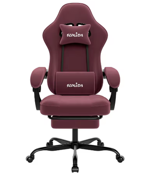 Ergonomische Gamingstoel met Voetsteun – Verstelbare Bureaustoel met Lendensteun en Racestoelontwerp