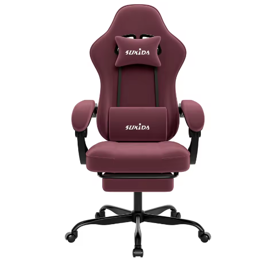 Ergonomische Gamingstoel met Voetsteun – Verstelbare Bureaustoel met Lendensteun en Racestoelontwerp