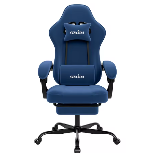 Ergonomische Gamingstoel met Voetsteun – Verstelbare Bureaustoel met Lendensteun en Racestoelontwerp