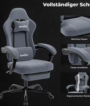 Ergonomische Gamingstoel met Voetsteun – Verstelbare Bureaustoel met Lendensteun en Racestoelontwerp